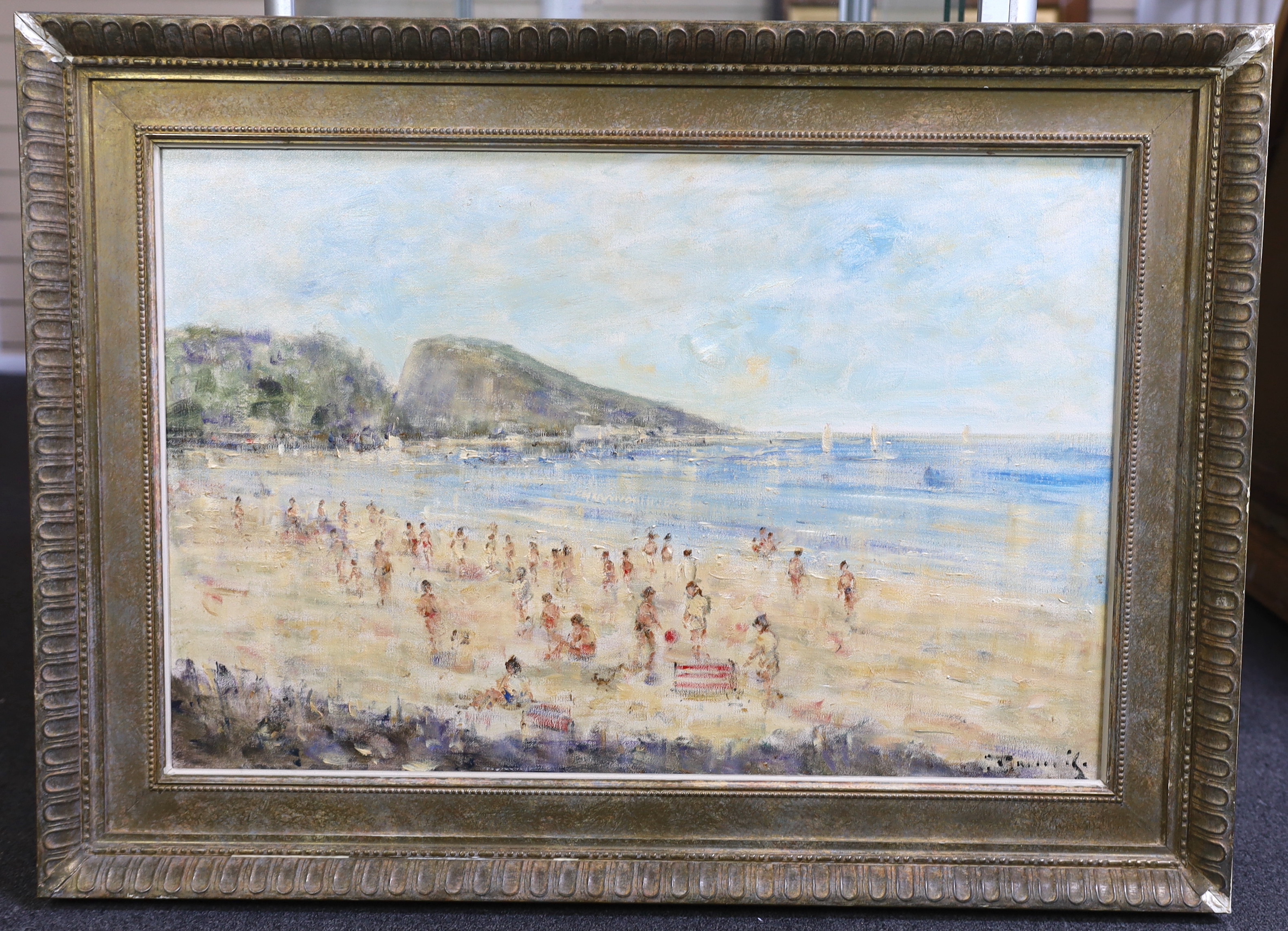 Walter John Beauvais (1942-1998), oil on canvas, Beach scene, signed, 49 x 75cm